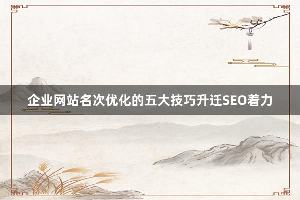 企业网站名次优化的五大技巧升迁SEO着力