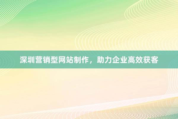 深圳营销型网站制作，助力企业高效获客